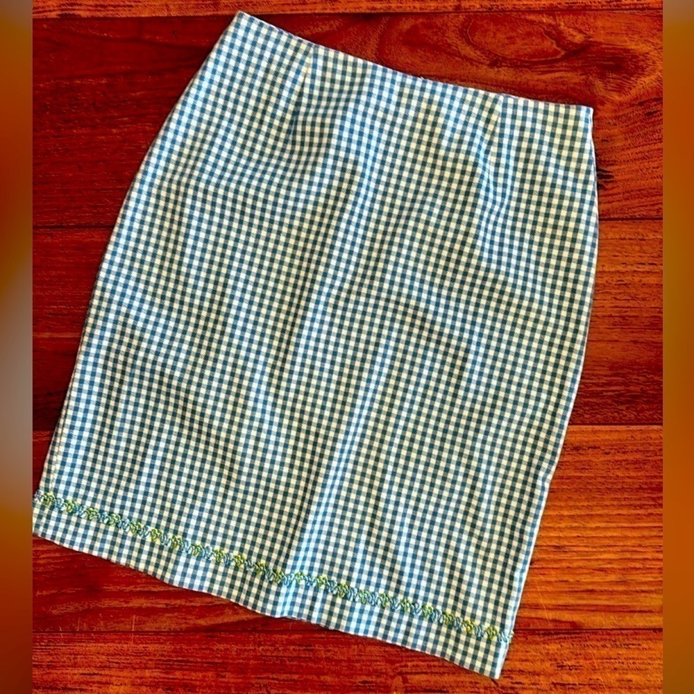 Vintage Talbots Stretch Gingham Pencil Skirt / 6